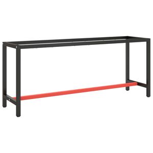 vidaXL darbagalda rāmis, 190x50x79cm, matēts, melns ar sarkanu, metāls