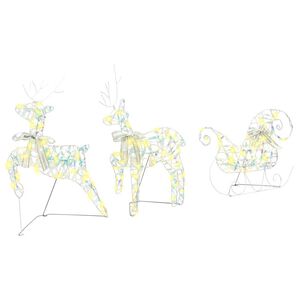 vidaXL LED ziemeļbrieži su 60 LED 3 pcs Silti balts PET