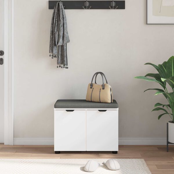 vidaXL Zāles sols ar spilvenu ar uzglabā&scaron;anu Balts 60 x 38 x 46 cm