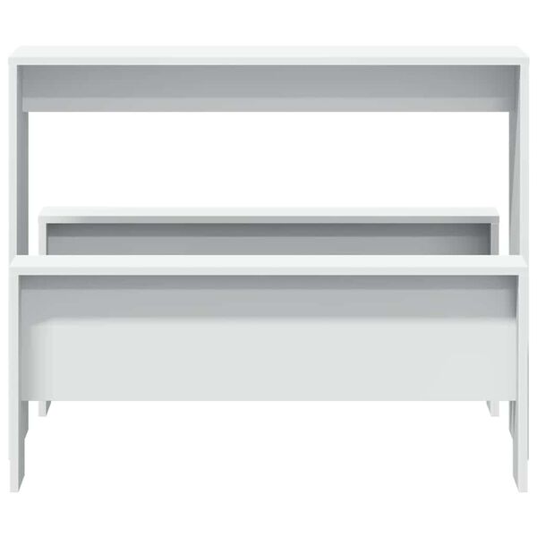 vidaXL 3-daļīgs galda un sola komplekts, balts, inženierijas koks