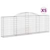 vidaXL arkveida gabiona grozi, 5 gb., 300x30x100/120cm, cinkota dzelzs