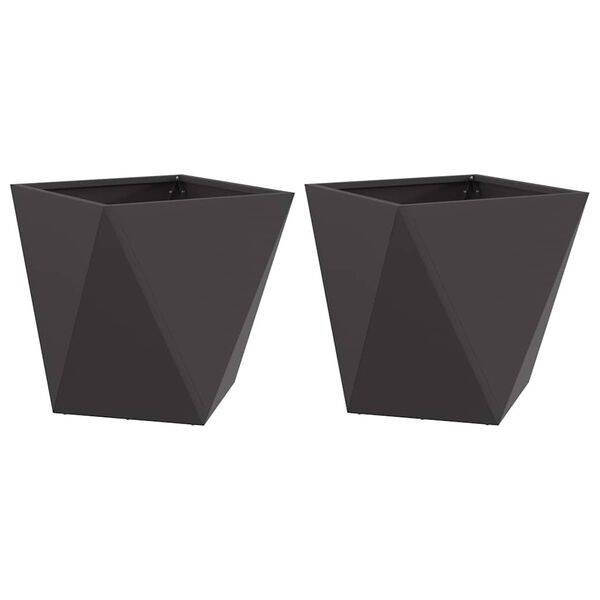 vidaXL Puķu kaste 2 pcs Melna 50 x 50 x 50 cm Tērauds