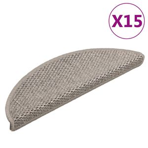 vidaXL kāpņu paklāji, 15 gab., pa&scaron;līmējo&scaron;i, 56x17x3 cm, sudraba krāsā