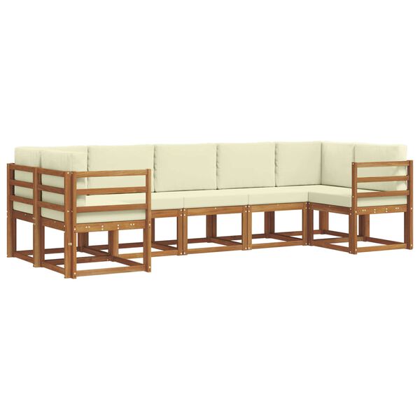 vidaXL Āra dīvānu komplekts ar spilvenu 7 pcs Dabisks un krējuma