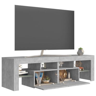 vidaXL TV galdiņš ar LED lampiņām, 140x36,5x40 cm, betona pelēks