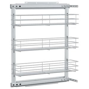 vidaXL izvelkami virtuves grozi, 3 līmeņi, sudrabaini, 47x15,5x55,5 cm