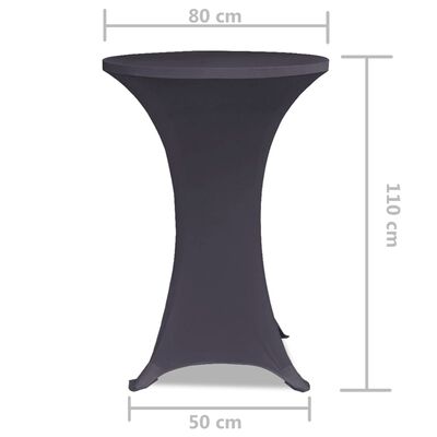 vidaXL elastīgi galdu pārvalki, 2 gab., 80 cm, antracīta pelēki