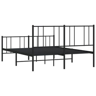 vidaXL gultas rāmis ar galvgali un kājgali, melns metāls, 120x190 cm