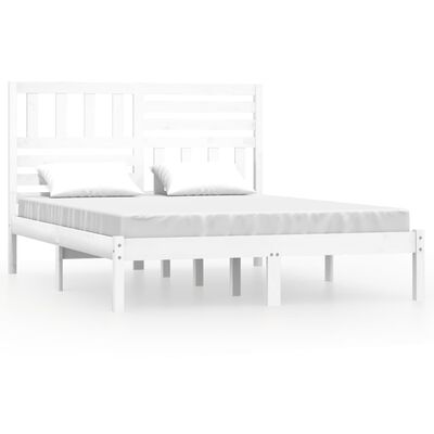 vidaXL gultas rāmis, 150x200 cm, King size, priedes masīvkoks, balts