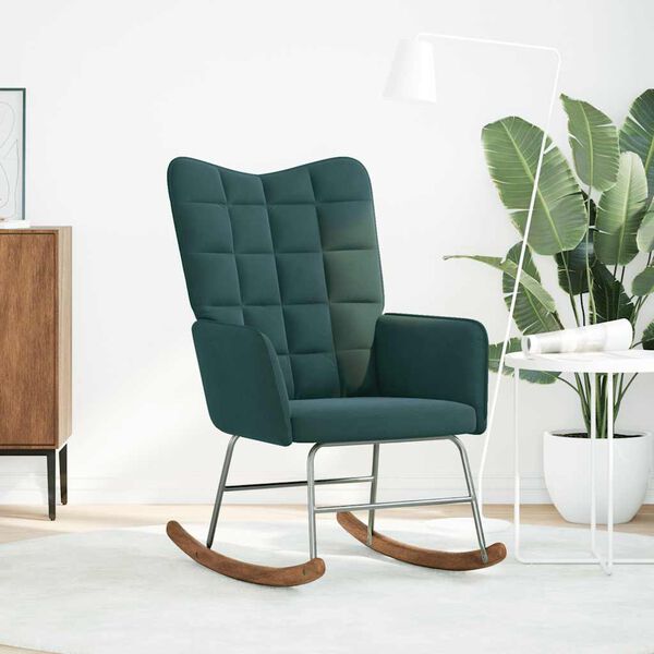 vidaXL šūpuļkrēsls, tumši zaļš samts