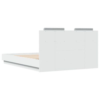 vidaXL gultas rāmis ar galvgali un LED, balts, 120x190 cm