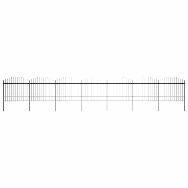 vidaXL dārza žogs ar &scaron;ķēpu galiem, tērauds, 1248x175 cm, melns