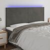 vidaXL gultas galvgalis ar LED, 180x5x118/128 cm, tum&scaron;i pelēks samts