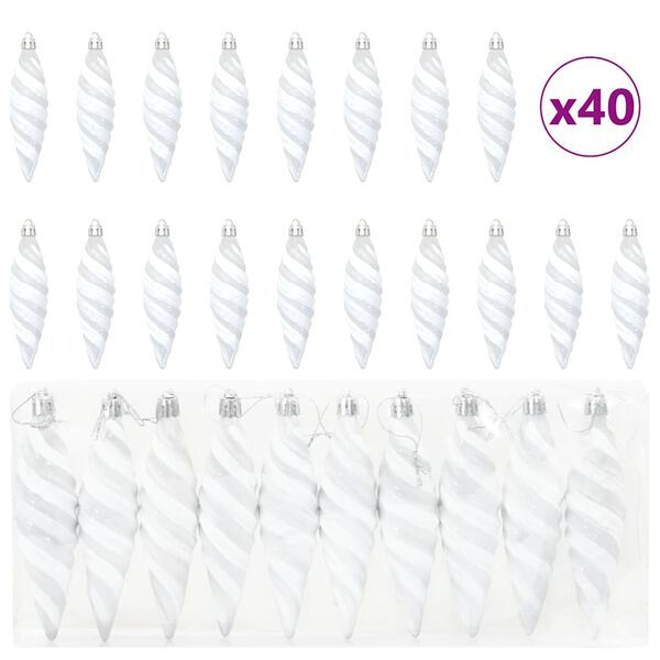 vidaXL Ziemassvētku spirālveida bumba 40 pcs Balts