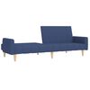 vidaXL divvietīga dīvāngulta ar kājsoliņu, zils audums