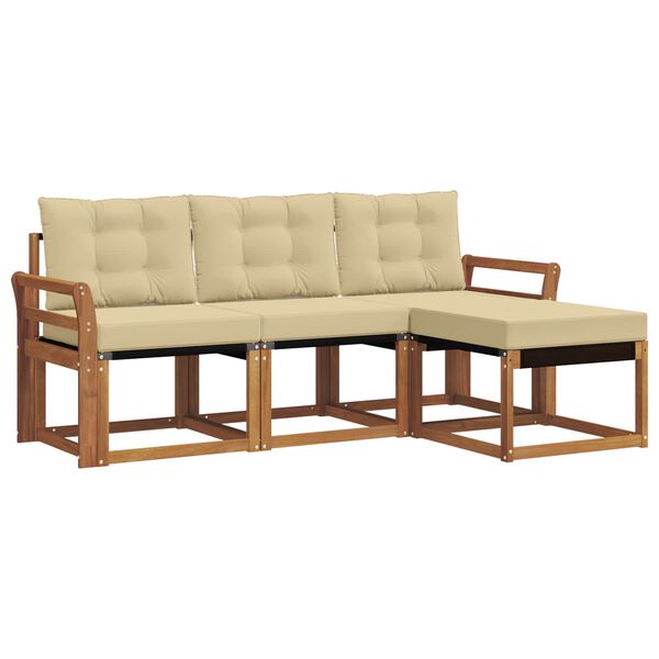 vidaXL Āra dīvānu komplekts ar spilvenu 4 pcs Dabisks un bē&scaron;s