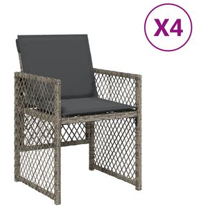 vidaXL dārza krēsli ar matračiem, 4 gab., pelēka PE rotangpalma