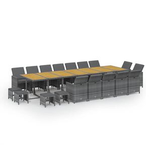 vidaXL 19-daļīgs dārza mēbeļu komplekts ar matračiem, PE rotangpalma