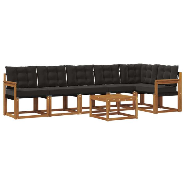 vidaXL Āra dīvānu komplekts ar spilvenu 7 pcs Dabīgs un melns