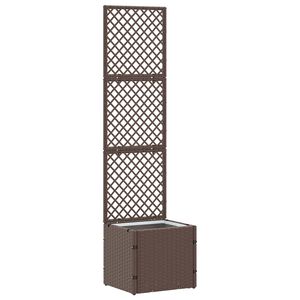 vidaXL Dārza režģa puķu pods Brūna 35 x 30 x 135 cm Metāls