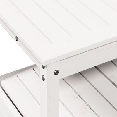 vidaXL stādīšanas galds ar plauktiem, balts, 82,5x45x81 cm, priede