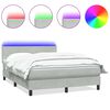 vidaXL atsperu gulta ar matraci, LED, gai&scaron;i pelēka samts, 140x210 cm