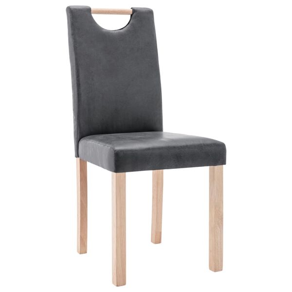 vidaXL virtuves krēsli, 6 gab., pelēka mākslīgā zam&scaron;āda