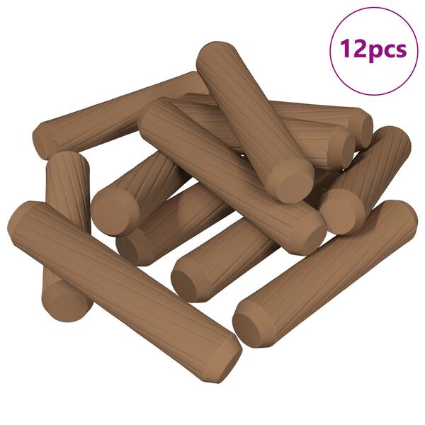 vidaXL Koka dībeļi 12 pcs Brūna &Oslash;8 x 35 mm Masīvkoks