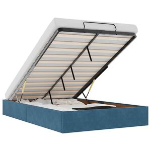 vidaXL Osmaņu gultas rāmis bez matrača tum&scaron;i zils 120x190 cm samts