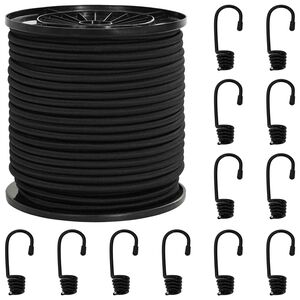 vidaXL Bungee vadi ar āķiem 4 mm Melns PP un gumija