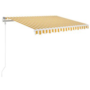 vidaXL izvelkama markīze, 350x250 cm, automātiska, dzeltena un balta
