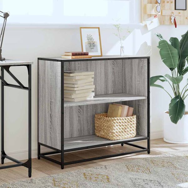 vidaXL grāmatu skapis, pelēks, 80,5x35x76 cm, inženierijas koks