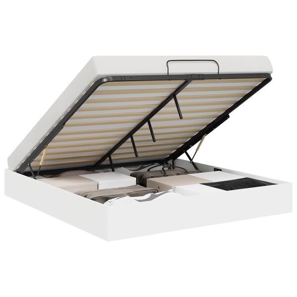 vidaXL Otomāna gultas rāmis Balts 193 x 120 x 25 cm Skaidu plāksne