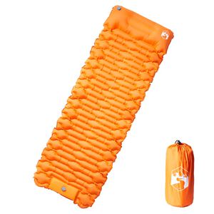 vidaXL pa&scaron;piepū&scaron;ams kempinga matracis, spilvens, vienvietīgs, oranžs