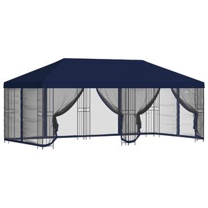vidaXL Paviljons ar sānu sienām 6 x 3 m Zila Poliesters un tērauds 190