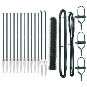 vidaXL Se&scaron;stūra žogs ar stabu 25 x 1,4 m PVC pārklāts tērauds Zaļa
