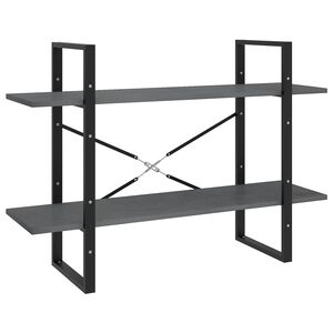 vidaXL 2-līmeņu grāmatu plaukts, pelēks, 100x30x70 cm, priedes koks