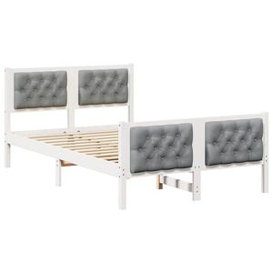 vidaXL Gultas rāmis Gai&scaron;i pelēks 135 x 190 cm Ciets priedes koks