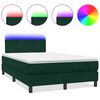 vidaXL atsperu gulta ar matraci, LED, tum&scaron;i zaļ&scaron; samts, 120x210 cm
