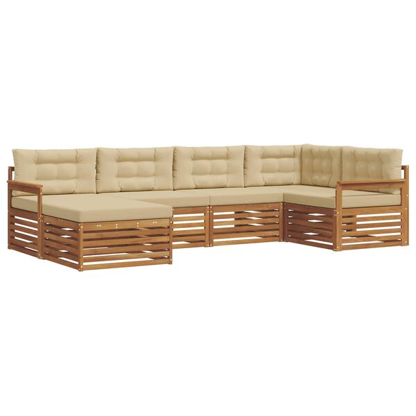 vidaXL Āra dīvānu komplekts ar spilvenu 6 pcs Dabisks un bē&scaron;s