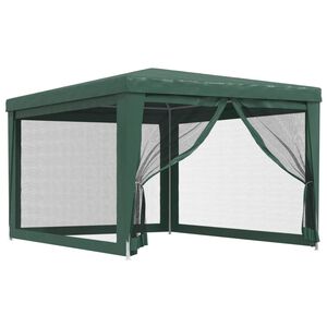 vidaXL svinību telts, ar 4 sieta sienām, 3x4 m, zaļa, HDPE