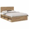vidaXL Gultas rāmis Mākslīgā ozola 150 x 200 cm Ciets priedes koks