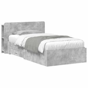 vidaXL Gultas rāmis ar uzglabā&scaron;anu Betona pelēks 75 x 190 cm