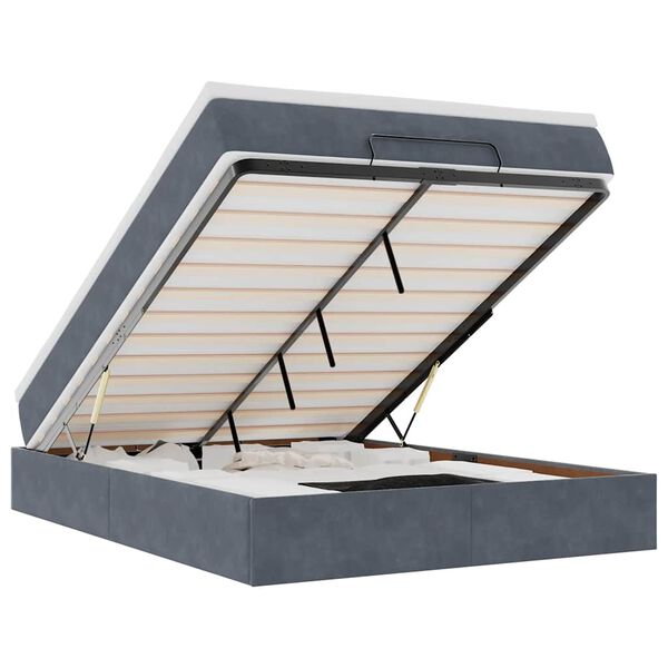 vidaXL Osmaņu gulta ar matraci, tum&scaron;i pelēks, 140x190cm, samts