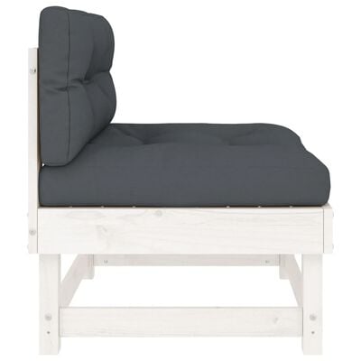 vidaXL vidējie dīvāni ar matračiem, 2 gab., balts priedes masīvkoks