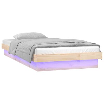 vidaXL gultas rāmis, LED, 90x190 cm, vienvietīgs, masīvkoks