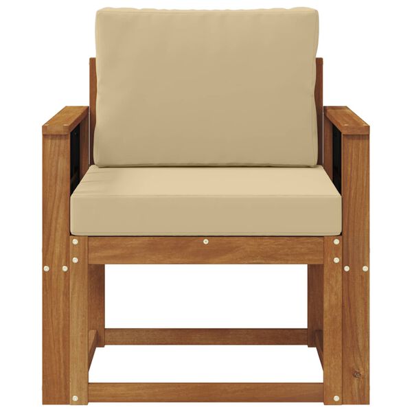 vidaXL Āra dīvāns Cieta akācijas koks un poliesters Dabiska