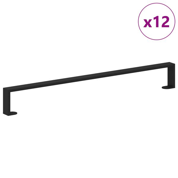 vidaXL Mēbeļu kājas 12 pcs Melna 79,6 x 4 x 10 mm Dzelzs