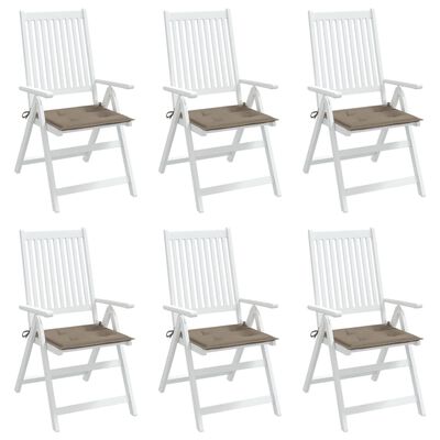 vidaXL dārza krēslu spilveni, 6 gab., pelēkbrūni, 50x50x3 cm, audums