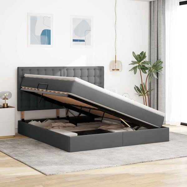 vidaXL Gulta ar uzglabā&scaron;anas vietu un matraci 160 x 200 cm Poliesters